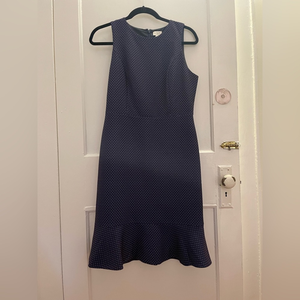 Jcrew ruffle bottom polka dot midi dress. Size 4.